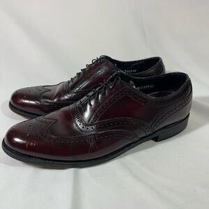 FLORSHEIM OXFORD BROGUE WINGTIP DRESS SHOE LACE UP MEN 11D BURGUNDY QUIET‎ LUX